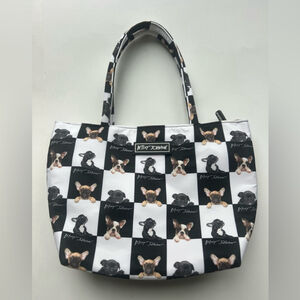 Betsey Johnson French Bulldog Print Tote Bag Black & White Dog Graphic